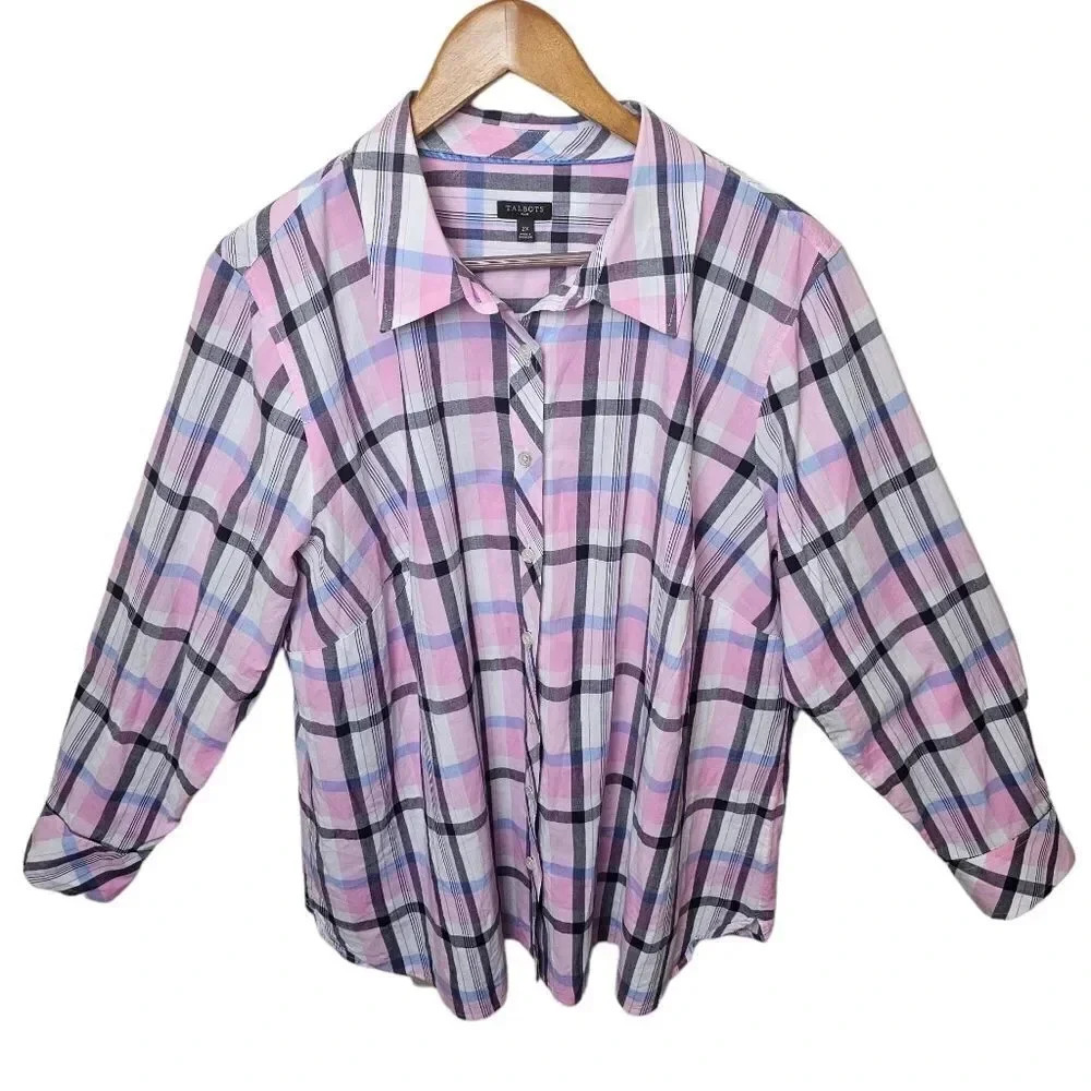 Talbots Womens Button Down Shirt Size‎ 2X Long Sleeve